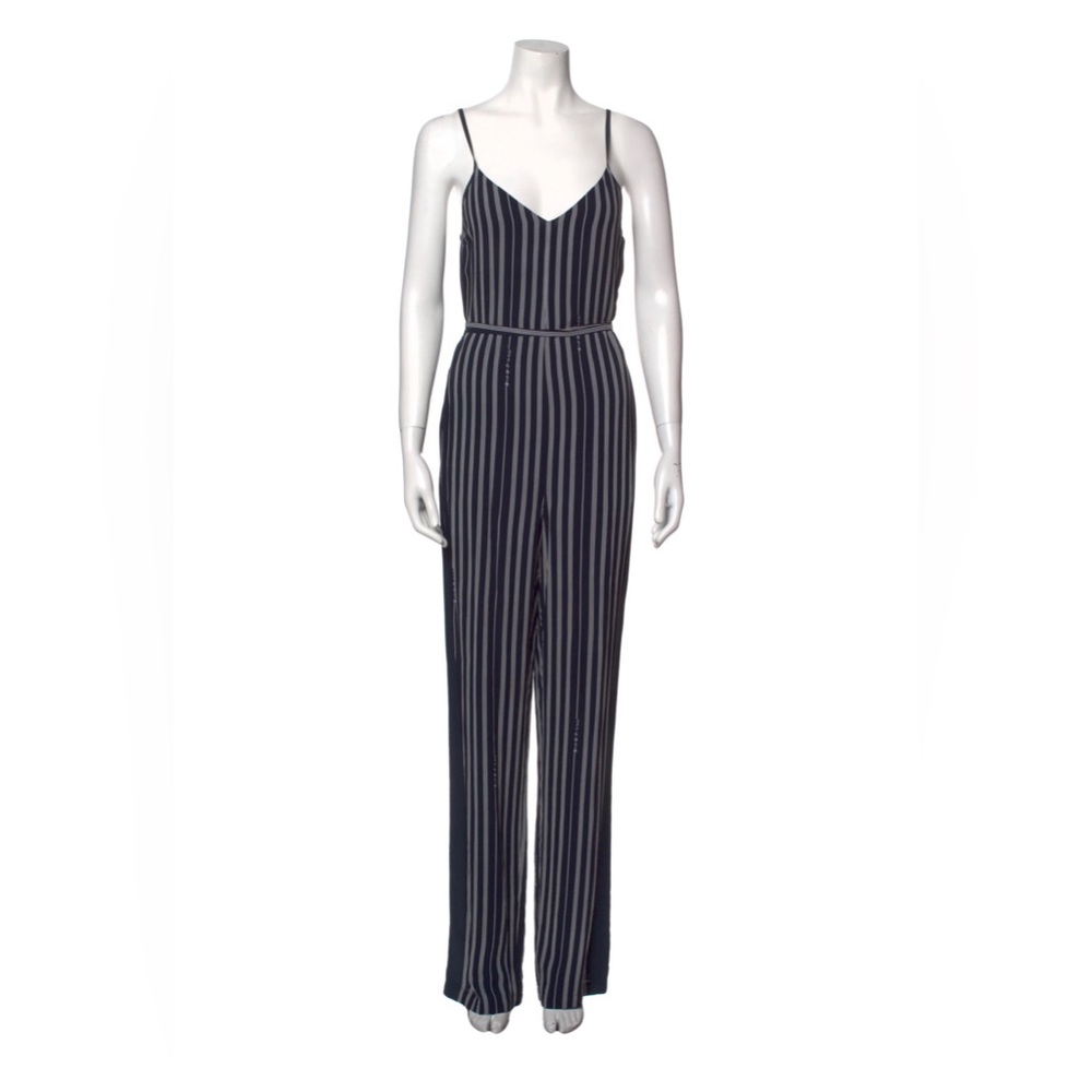 rag & bone Navy and White Striped Spaghetti Strap Jumpsuit